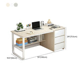 Beige Standard Single Wooden Desk with Drawers Image - 19