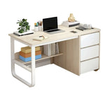 Beige Standard Single Wooden Desk with Drawers Image - 4