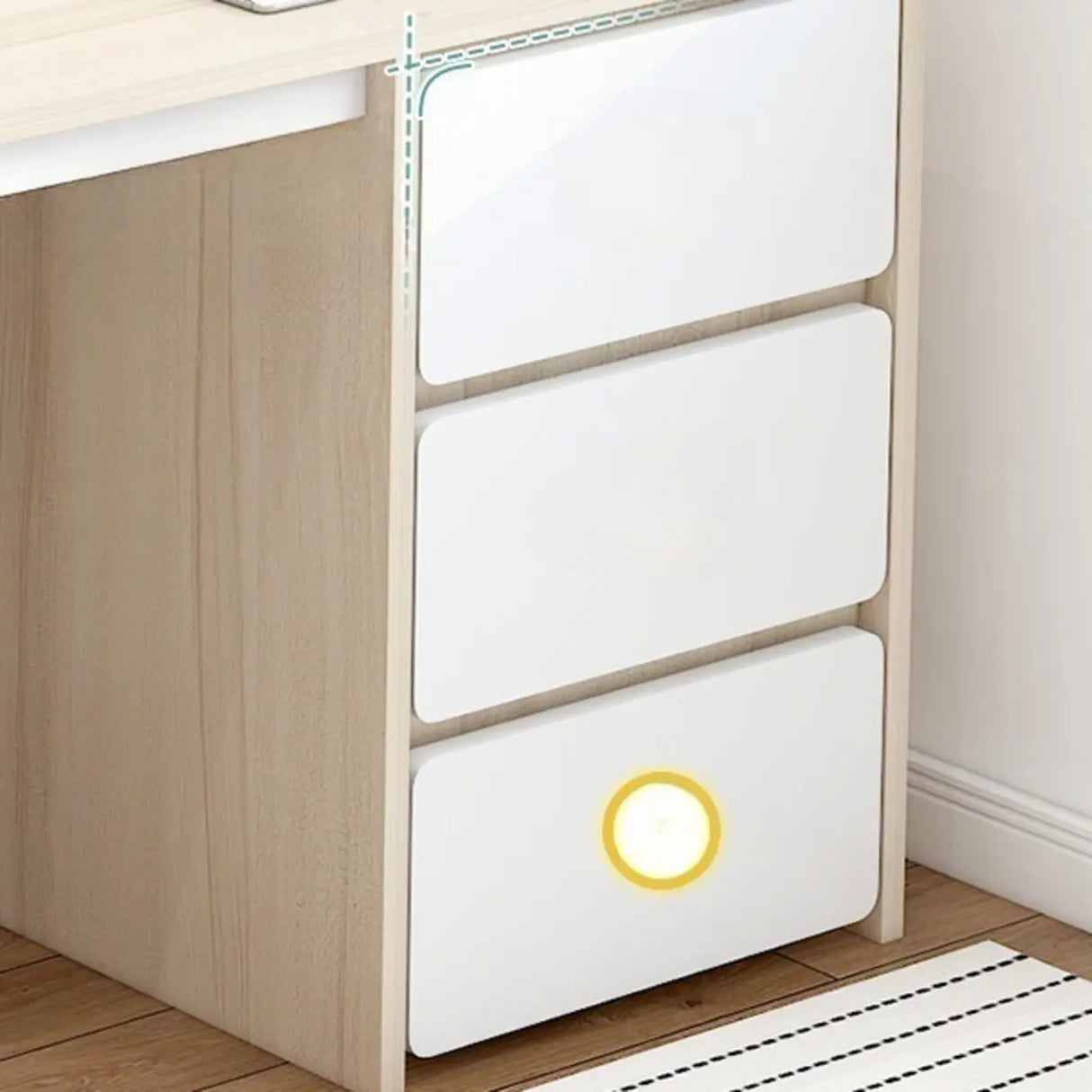 Beige Standard Single Wooden Desk with Drawers Image - 8