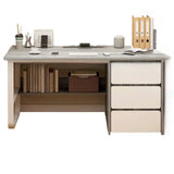 Beige Standard Single Wooden Desk with Drawers Image - 9