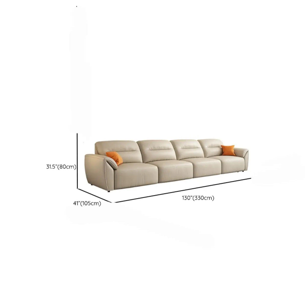 Beige Tear Resistant Genuine Leather Extra Long Sleeper Image - 10