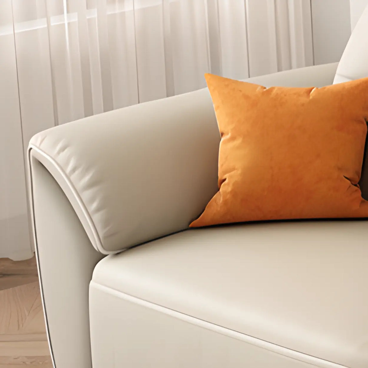 Beige Tear Resistant Genuine Leather Extra Long Sleeper Image - 6