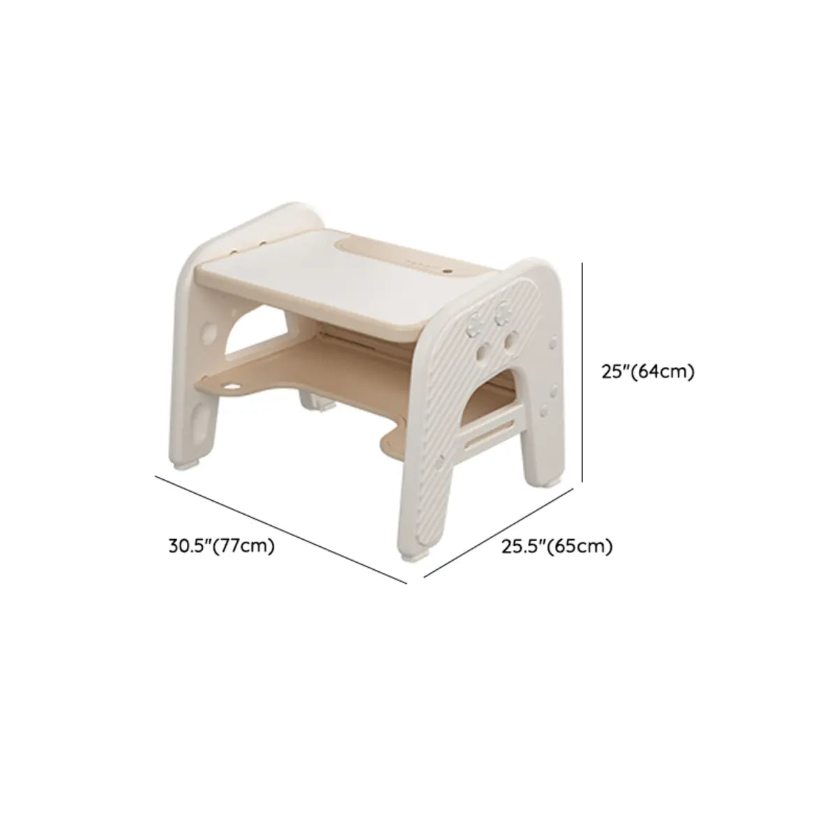 Beige Toddler Learning Desk Chair Set with Storage 