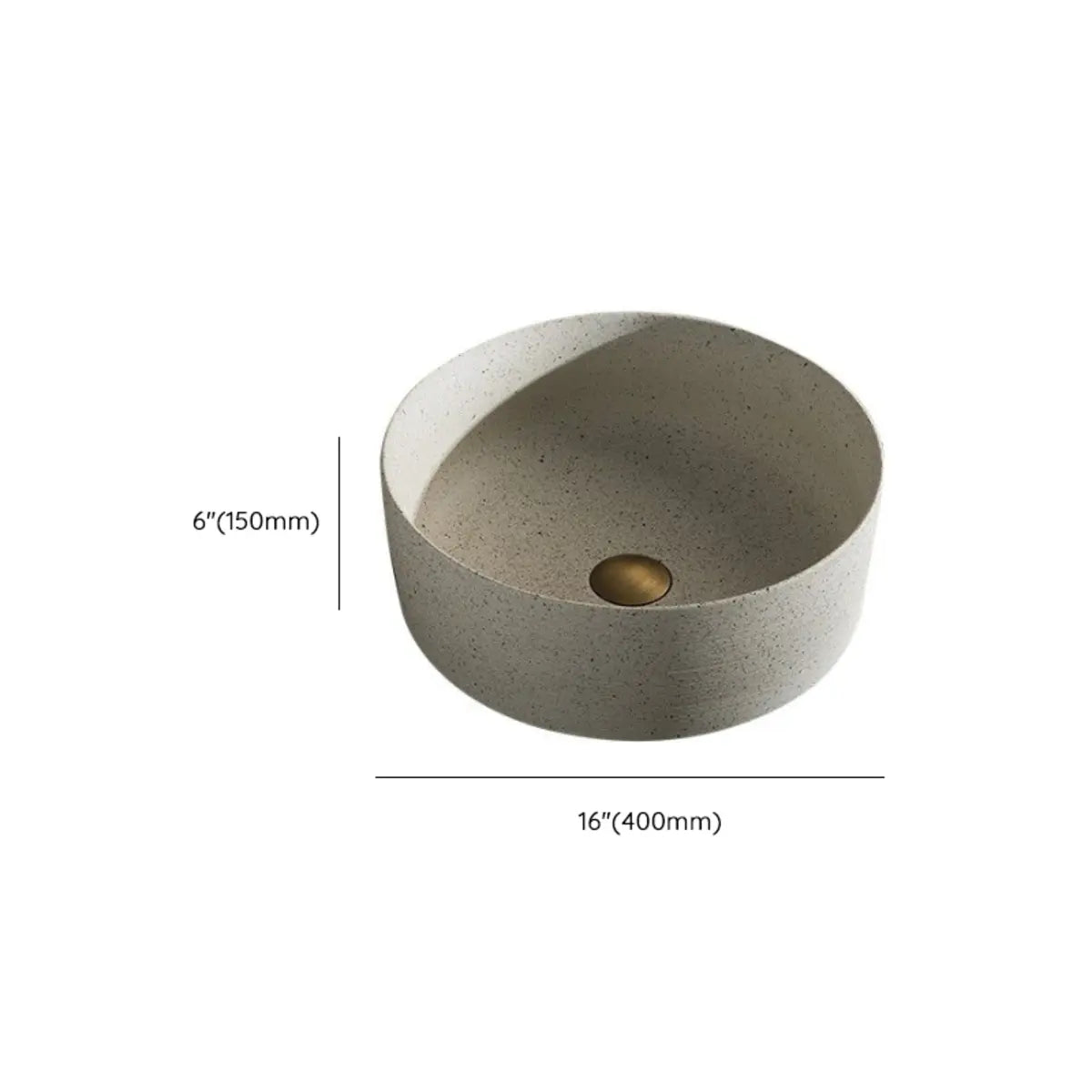 Beige Vitreous China Circular Vessel Sinks with Faucet 