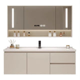Beige Wall Mounted Sink Storage Bathroom Vanity with Drawers Image - 1