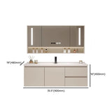 Beige Wall Mounted Sink Storage Bathroom Vanity with Drawers Image - 7