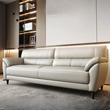 Beige Water Resistant Faux Leather Biscuit Back Sofa Image - 1