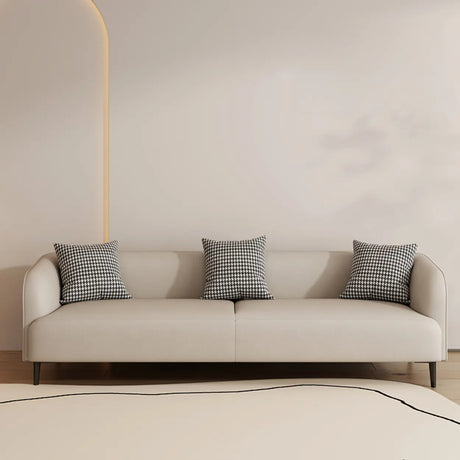 Beige Water Resistant Leather Loveseat with Pillow Image - 2