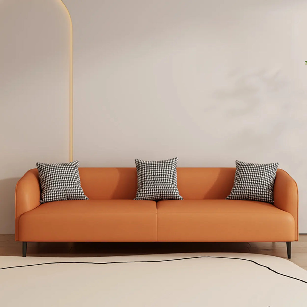 Beige Water Resistant Leather Loveseat with Pillow Image - 3