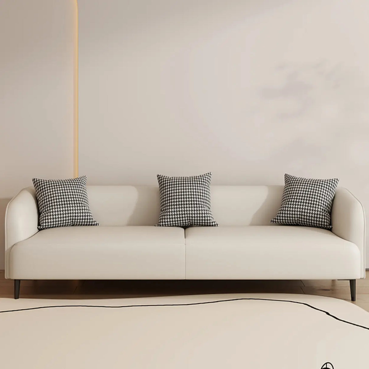 Beige Water Resistant Leather Loveseat with Pillow Image - 6