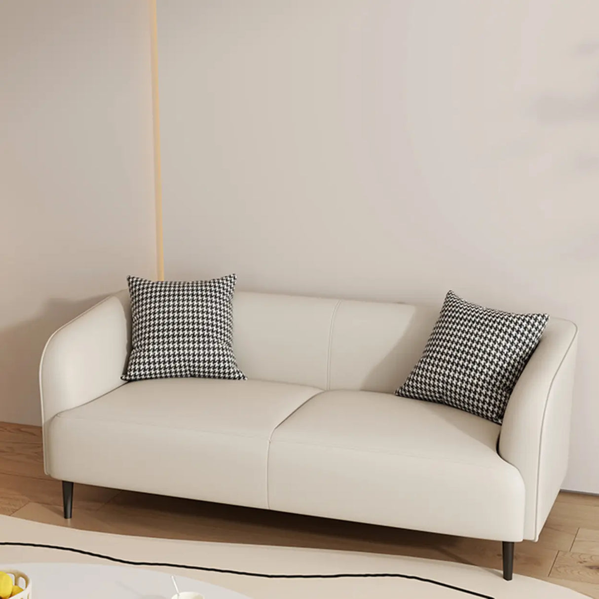 Beige Water Resistant Leather Loveseat with Pillow Image - 8