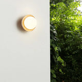 Beige Waterproof Modern Round Stone Outdoor Wall Lamp Image - 4