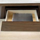 Beige Wood Rectangular Nesting Coffee Table with Drawer Image - 16