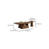 Beige Wood Rectangular Nesting Coffee Table with Drawer Image - 20