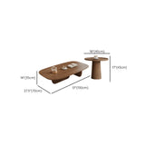 Beige Wood Rectangular Nesting Coffee Table with Drawer Image - 22