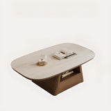 Beige Wood Rectangular Nesting Coffee Table with Drawer Image - 3