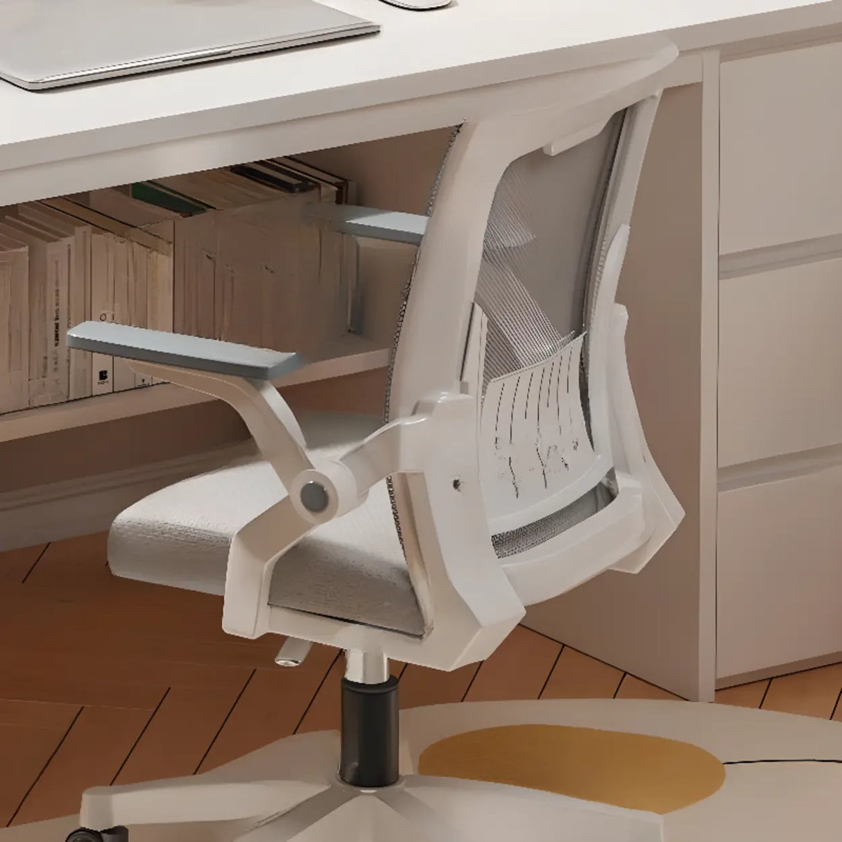 Beige Wooden Standard Desk with Hutch and Drawers Image - 14
