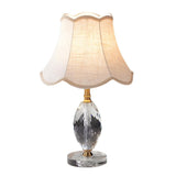 Bell-Shaped Fabric Shade Clear Crystal Base Table Lamp Image - 5