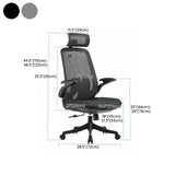 Black Adjustable Arms Ergonomic Mesh Office Chairs #size