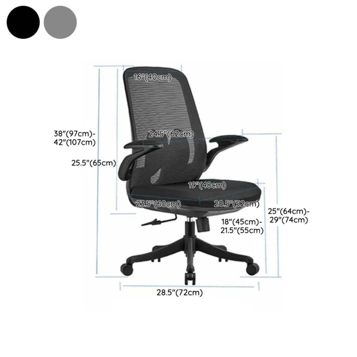 Black Adjustable Arms Ergonomic Mesh Office Chairs Image - 15