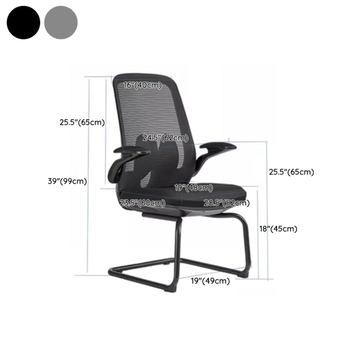 Black Adjustable Arms Ergonomic Mesh Office Chairs Image - 16