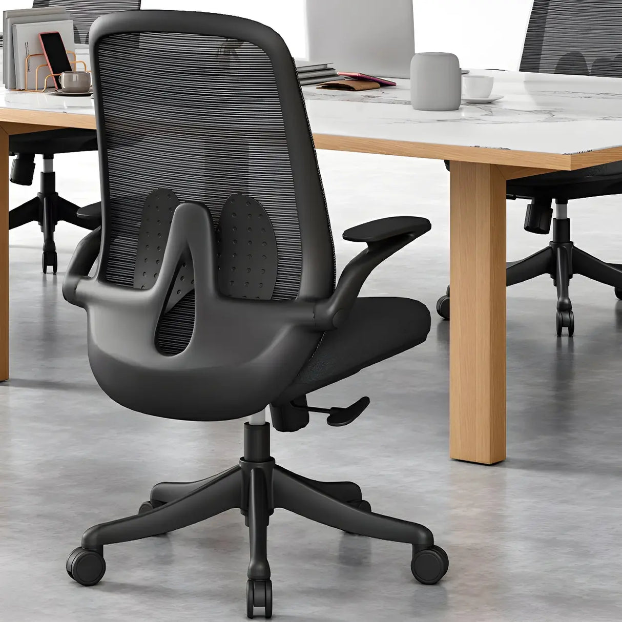Black Adjustable Arms Ergonomic Mesh Office Chairs Image - 3