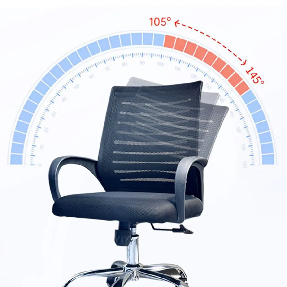Black Adjustable Comfort Ergonomic Mesh Office Chair Image - 11