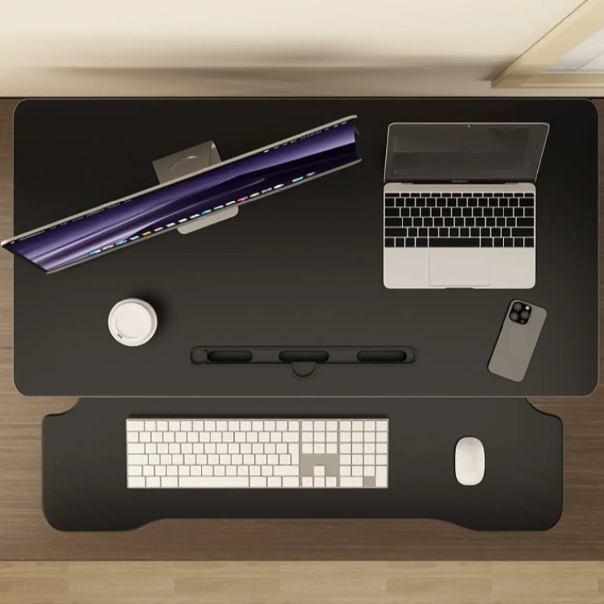 Black Adjustable Foldable Timber Computer Desk Image - 8