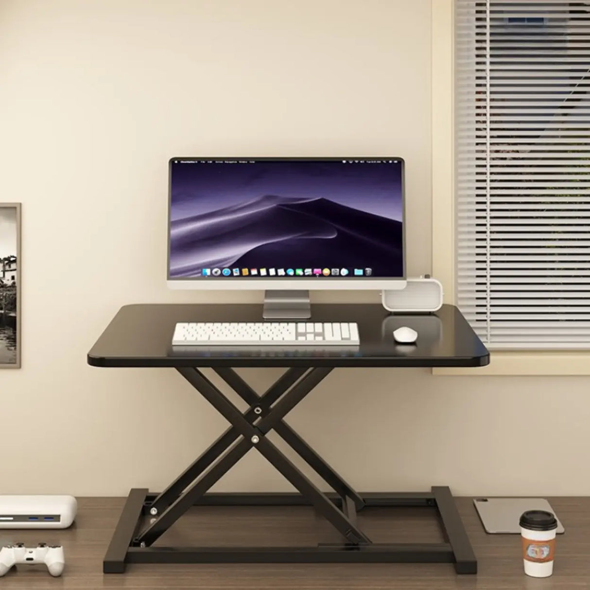 Black Adjustable Foldable Timber Computer Desk Image - 3