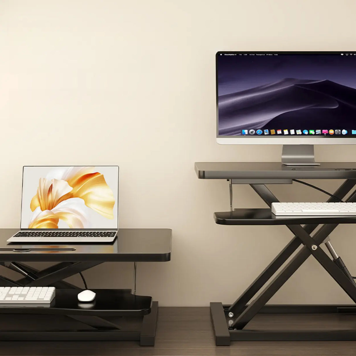 Black Adjustable Foldable Timber Computer Desk Image - 4