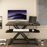 Black Adjustable Foldable Timber Computer Desk Image - 5