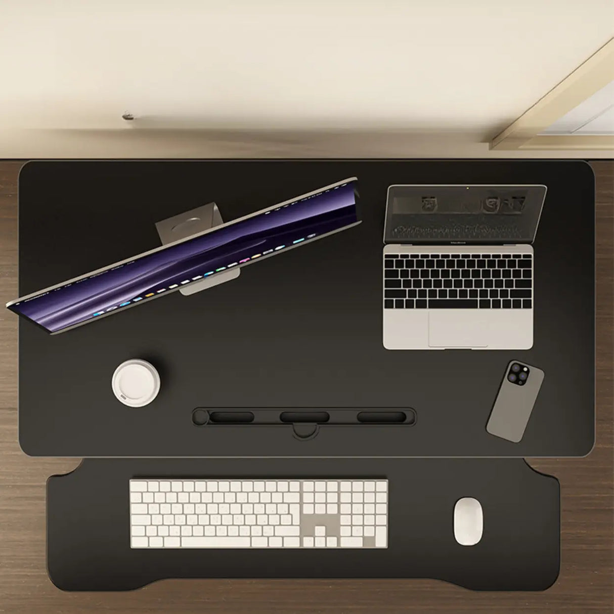Black Adjustable Foldable Timber Computer Desk Image - 6