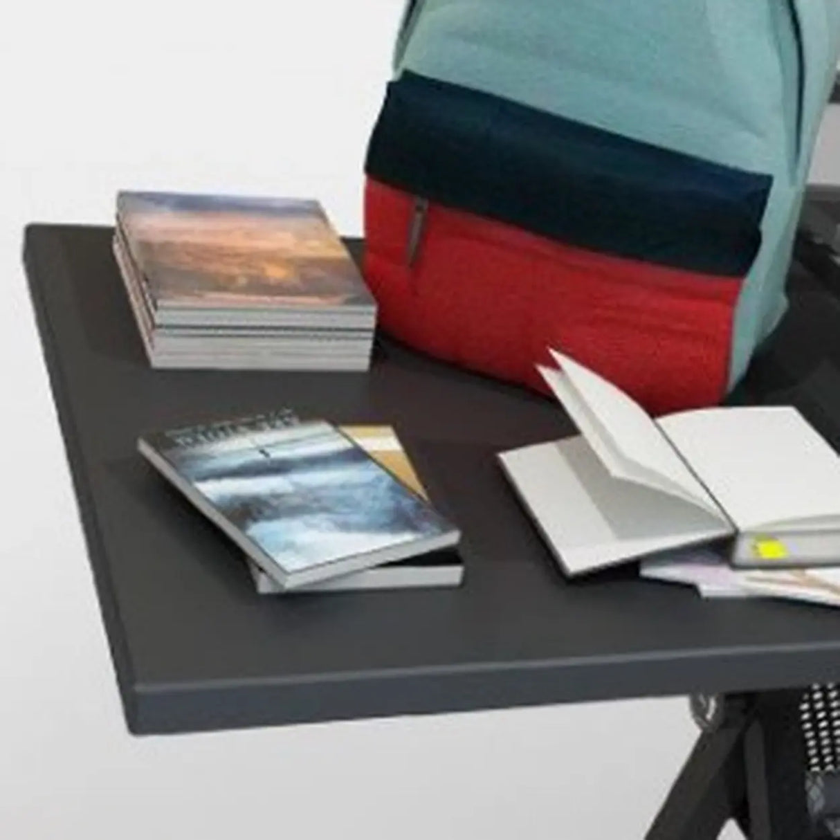 Black Adjustable Glass Drafting Desk with Storage Image - 6