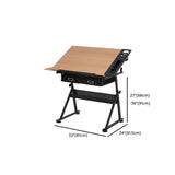 Black Adjustable Glass Drafting Desk with Storage #size