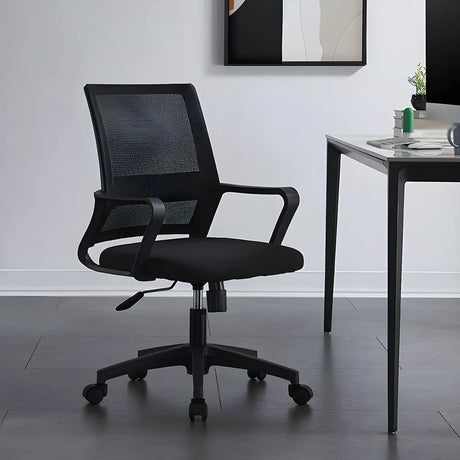 Black Adjustable Mesh Ergonomic Office Chair with Casters Image - 1