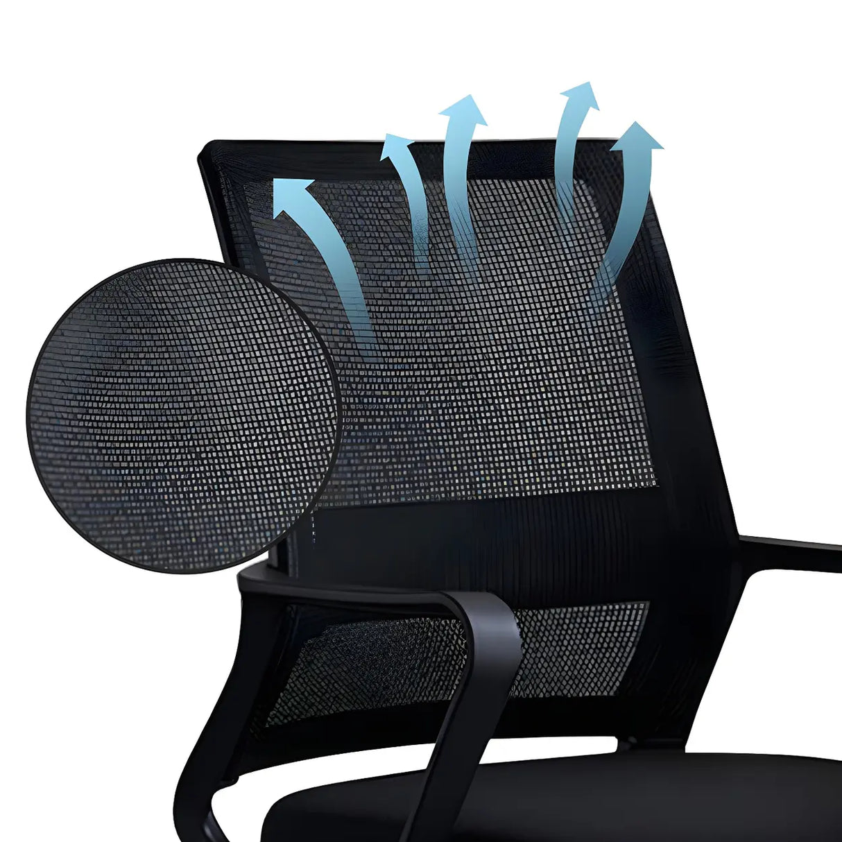 Black Adjustable Mesh Ergonomic Office Chair with Casters Image - 12