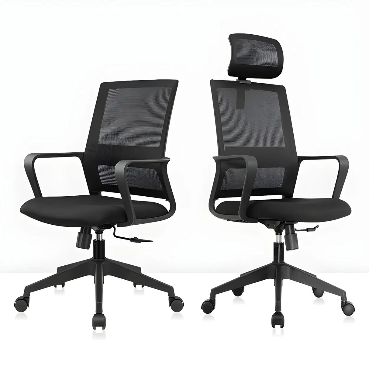 Black Adjustable Mesh Ergonomic Office Chair with Casters Image - 15
