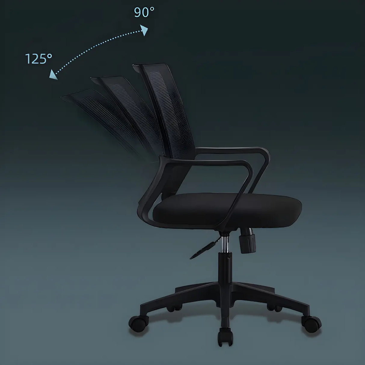 Black Adjustable Mesh Ergonomic Office Chair with Casters Image - 18