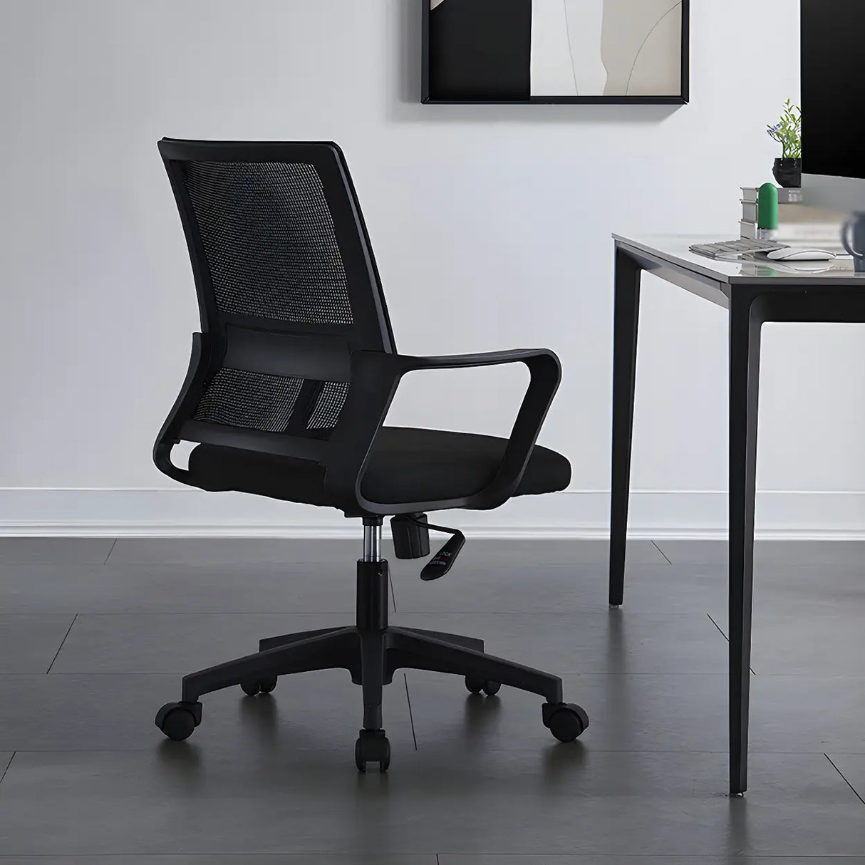 Black Adjustable Mesh Ergonomic Office Chair with Casters Image - 6