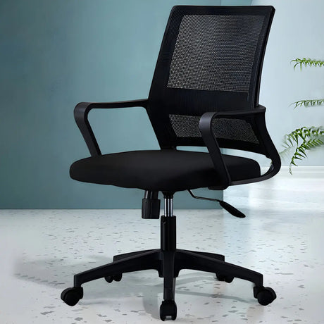 Black Adjustable Mesh Ergonomic Office Chair with Casters Image - 19