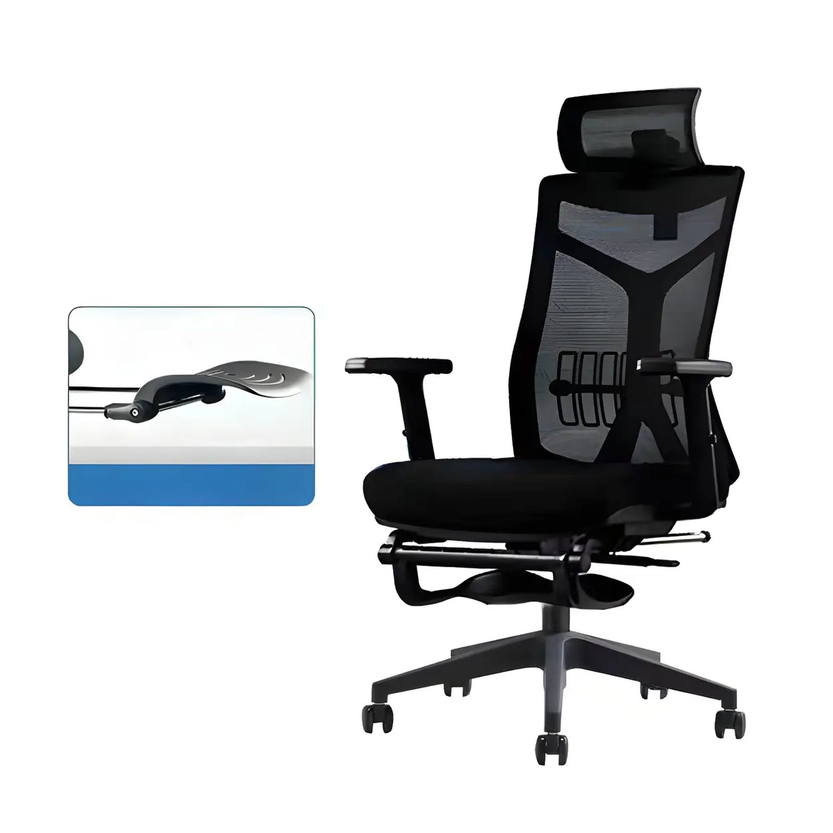 Black Adjustable Mesh Ergonomic Office Chair with Casters Image - 8