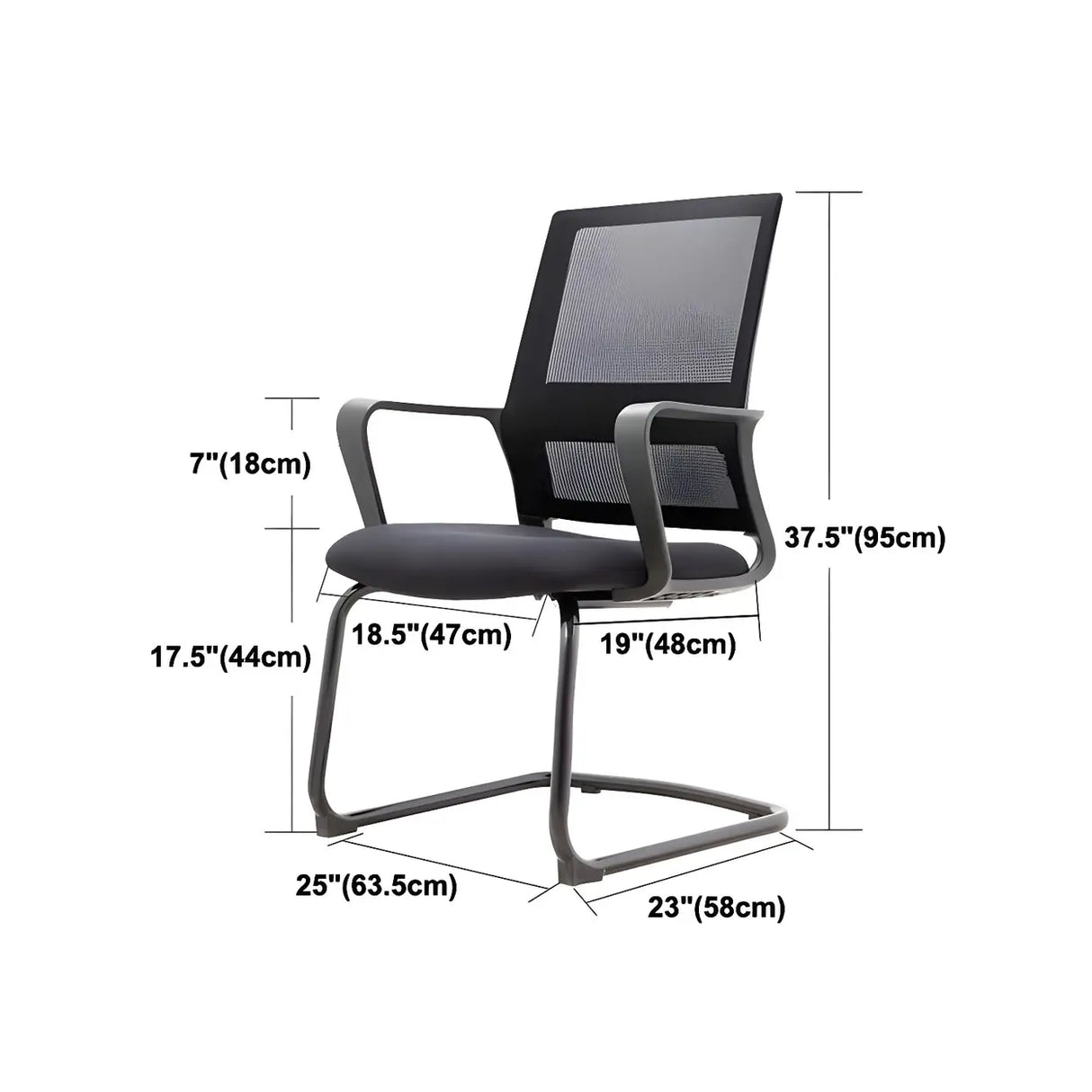 Black Adjustable Mesh Ergonomic Office Chair with Casters Image - 22