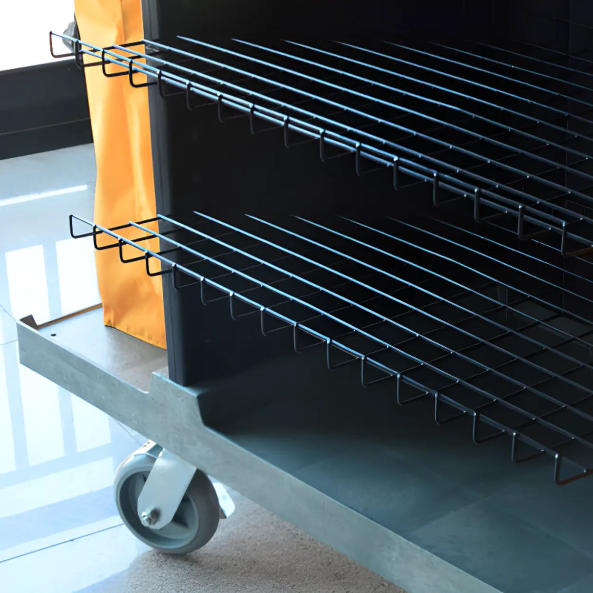 Black Adjustable Shelves Utility Cart with Lid and Bin Image - 8