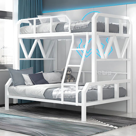Black Alloy Twin Bunk Bed with Guardrail and Stairs Image - 2