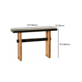 Black and Natural Wood Double Pedestal Console Table #size