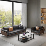 Black Anti Cat Scratch Leather Upholstered Back Sofa Image - 1
