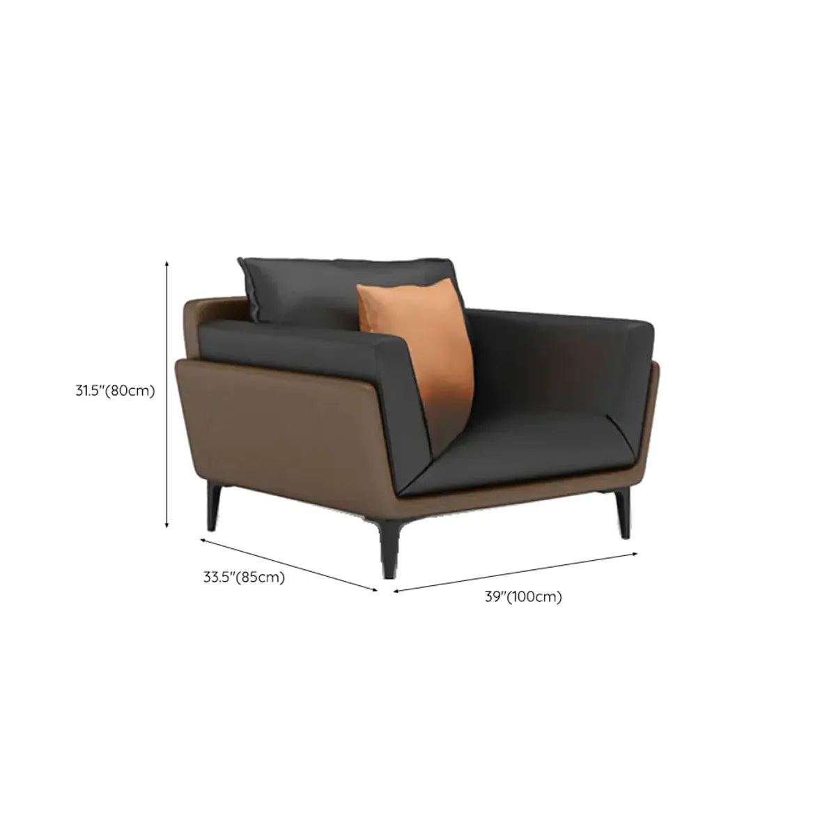 Black Anti Cat Scratch Leather Upholstered Back Sofa 