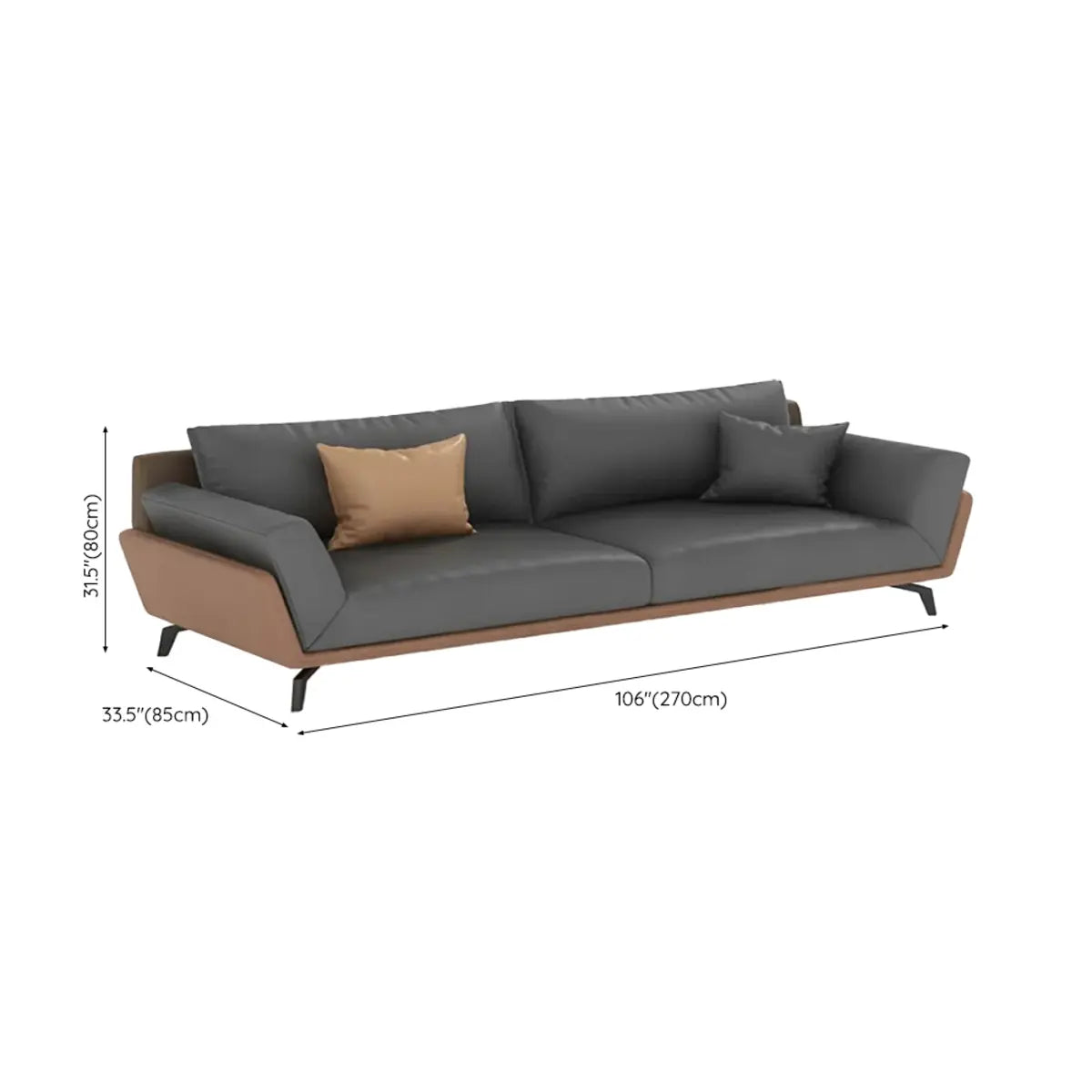 Black Anti Cat Scratch Leather Upholstered Back Sofa Image - 15