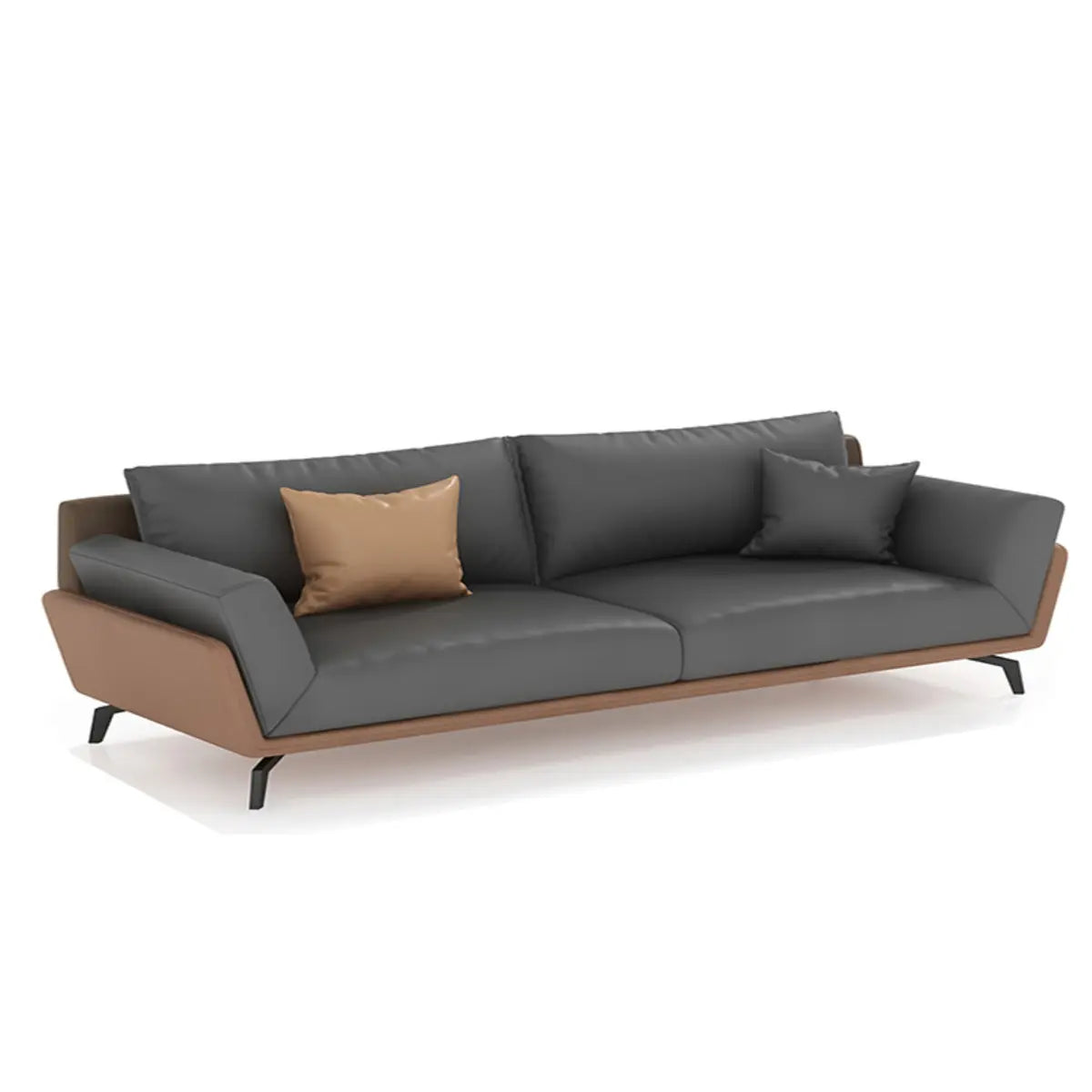 Black Anti Cat Scratch Leather Upholstered Back Sofa Image - 2