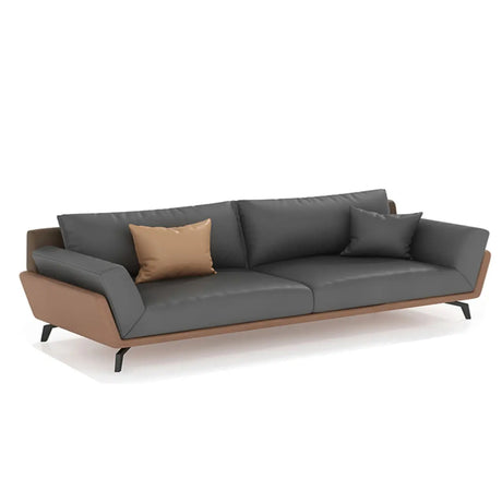 Black Anti Cat Scratch Leather Upholstered Back Sofa Image - 2